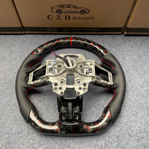 2018-2023 Ford Mustang carbon fiber steering wheel from czd with red stitching