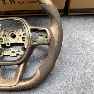 CZD Autoparts For Honda 11th gen Civic carbon fiber steering wheel matte red wire carbon fiber trim