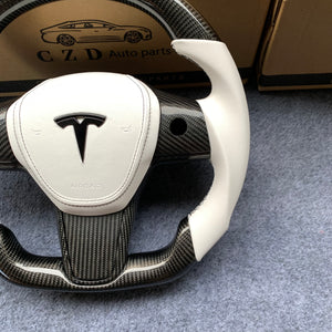 CZD Tesla Model 3 2017/2018/2019/2020 carbon fiber steering wheel with airbag cover