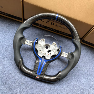 CZD Autoparts for BMW M1 M2 M3 M4 F80 F82 F83 carbon fiber steering wheel 3MM blue strip