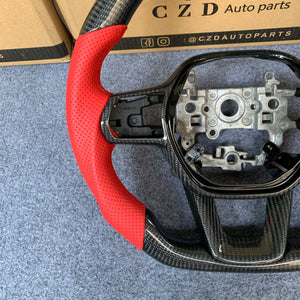 CZD Autoparts For Honda 11th gen Civic XI carbon fiber steering wheel red perforated leather sides