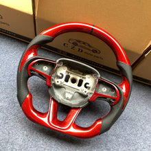 Load image into Gallery viewer, 2015-2023 Dodge Challenger carbon fiber steering wheel from CZD with red carbon