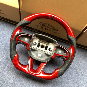 2015-2023 Dodge Challenger carbon fiber steering wheel from CZD with red carbon