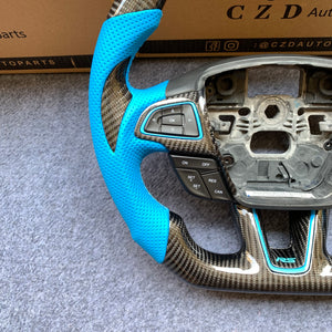 CZD auto parts for Ford C-MAX 2015-2020 carbon fiber steering wheel with yellow stripe line