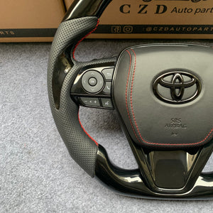 CZD Autoparts for Toyota Avalon 2019-2022 carbon fiber steering wheel piano black switch cover