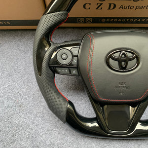 CZD Autoparts For Toyota 8th gen Camry se xse le xle 2018-2022 steering wheel piano black top&bottom