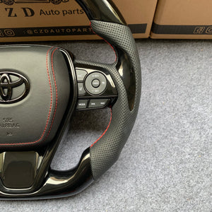 CZD Autoparts for Toyota Avalon 2019-2022 carbon fiber steering wheel round top and flat bottom