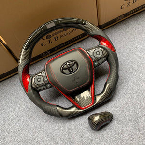 CZD Autoparts for Toyota 8th gen Camry se xse le xle 2018-2022 carbon fiber steering wheel with airbag cover