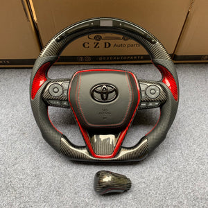 CZD Autoparts for Toyota 8th gen Camry se xse le xle 2018-2022 carbon fiber steering wheel with airbag cover