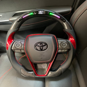 CZD auto parts for Toyota Avalon 2019-2022 carbon fiber steering wheel with red thumb gribs