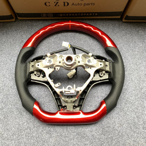 CZD For 2013、2014、2015、2016、2017 7th Toyota Gamry carbon fiber steering wheel with gloss red carbon fiber top&bottom