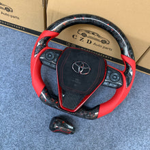 Load image into Gallery viewer, CZD Autoparts for Toyota 8th gen Camry se xse le xle 2018-2022 carbon fiber steering wheel red perforated leather sides