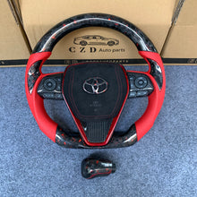 Load image into Gallery viewer, CZD Autoparts for Toyota 8th gen Camry se xse le xle 2018-2022 carbon fiber steering wheel red perforated leather sides