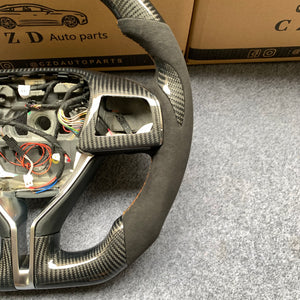 CZD Autoparts For MASERATI GHIBLI M157 2014-2019 carbon fiber steering wheel gloss finish & LED with alcantara