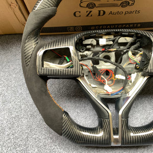 CZD Autoparts For MASERATI GHIBLI M157 2014-2019 carbon fiber steering wheel gloss finish & LED with alcantara