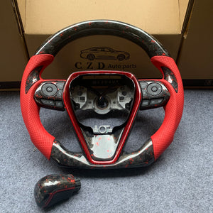 CZD For 8th Gen 2018/2019/2020/2021 Toyota Camry/SE/XSE/TRD carbon fiber steering wheel with perforated leather