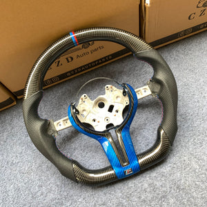 CZD Autoparts for BMW M1 M2 M3 M4 F80 F82 F83 carbon fiber steering wheel 9MM M-color stripe