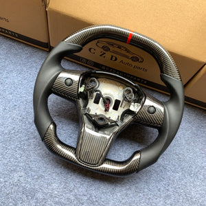 CZD Tesla Model 3 2017/2018/2019/2020 carbon fiber steering wheel with flat top