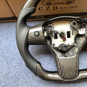 CZD Tesla Model 3 2017/2018/2019/2020 carbon fiber steering wheel with flat top