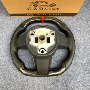 CZD Tesla Model 3 2017/2018/2019/2020 carbon fiber steering wheel with gloss CF