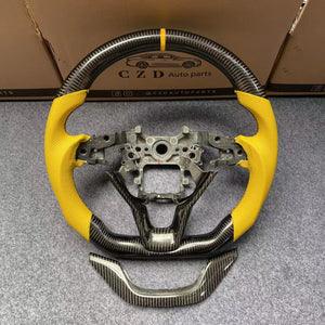 CZD auto parts For Honda Insight 2019-2021 carbon fiber steering wheel with yellow stripe