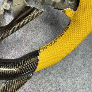 CZD auto parts For Honda 10th gen Accord EXL EX LX 2018-2022 carbon fiber steering wheel with yellow perforated leather