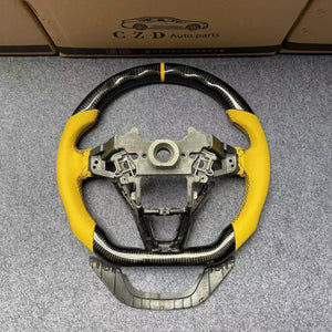 CZD auto parts For Honda Insight 2019-2021 carbon fiber steering wheel with yellow stripe