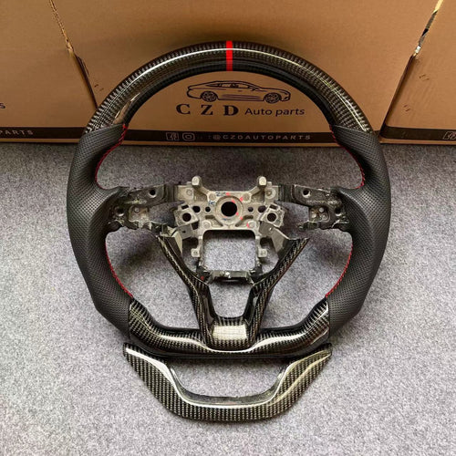 CZD auto parts For Honda 10th gen Accord EXL EX LX 2018-2022 carbon fiber steering wheel with red stripe