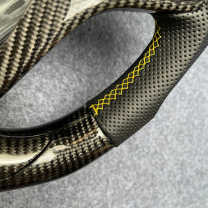 CZD auto parts For Chevrolet Corvette C7 2014-2019 carbon fiber steering wheel with yellow 12o'clock ring