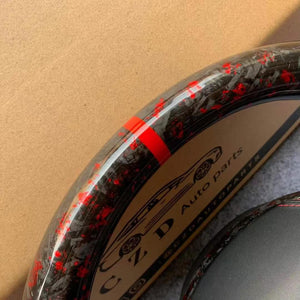 CZD For Tesla model 3 red flake forged carbon fiber steering wheel