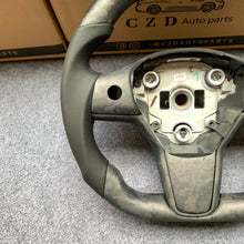 Load image into Gallery viewer, CZD Tesla model 3/model Y Matte forged carbon fiber steering wheel