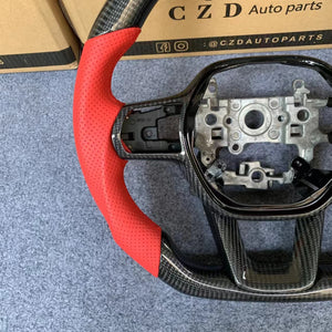 CZD autoparts For 11thgen civic 2021 2022 2023 carbon fiber steering wheel with red stripe