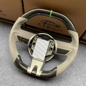 CZD autoparts For chevrolet camaro 2010 2011 carbon fiber steering wheel with green stripe