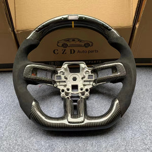 CZD autoparts For Mustang 2018 2019 2020 carbon fiber steering wheel with Italian alcantara