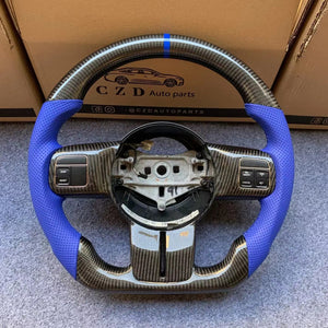 CZD autoparts For Jeep Wrangler 2014 carbon fiber steering wheel with blue perforated leather