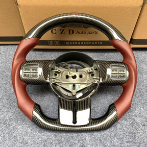 CZD autoparts For Jeep Wrangler 2014 carbon fiber steering wheel with red smooth leather