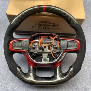 CZD autoparts For dodge Ram 2019+  carbon fiber steering wheel with Italian alcantara