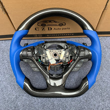 Load image into Gallery viewer, CZD Acura ILX/RDX carbon fiber steering wheel with blue perforated leather