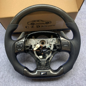 CZD Lexus IS250 IS350 Carbon fiber steering wheel with Blue Sports Badge
