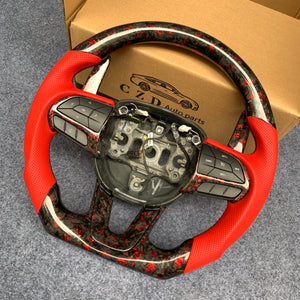 CZD Dodge Challenger/Charger 2015-2021 red flake forged carbon fiber steering wheel