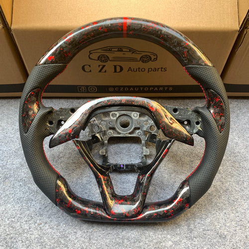 CZD Honda accord 2018/2019/2020/2021 red flake forged carbon fiber steering wheel