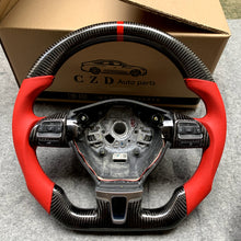 Load image into Gallery viewer, CZD Volkswagen mk6 carbon fiber steering wheel with red smooth leather