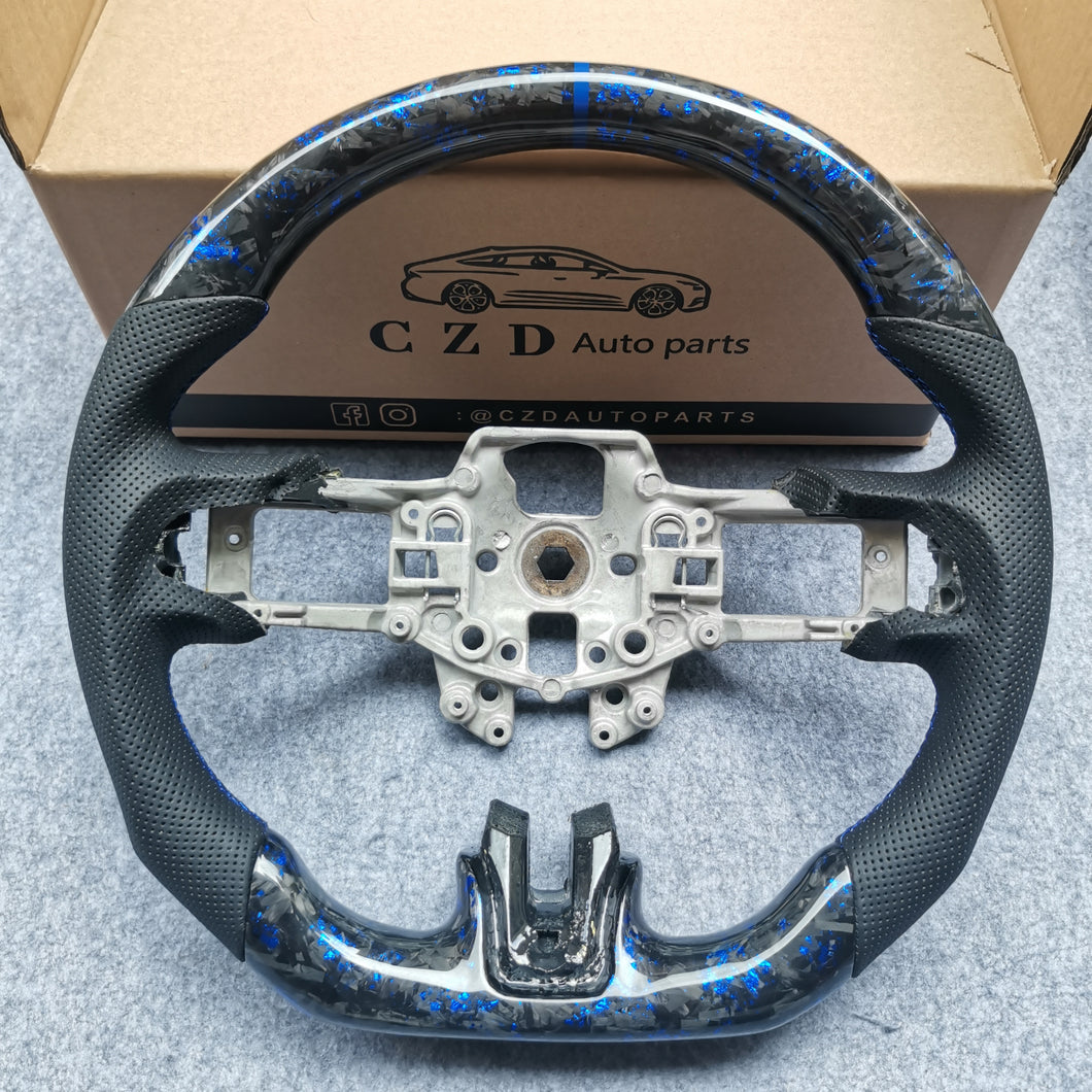 CZD ford mustang GT350 2015 2016 2017 carbon fiber steering wheel with blue flake forged carbon