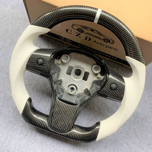 Custom For Tesla model 3 steering wheel with real carbon fiber from CZD
