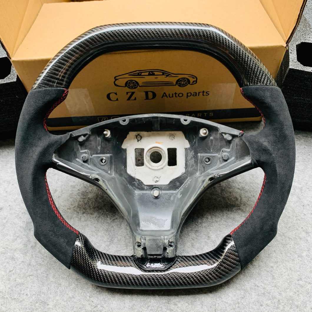 Tesla model S racing car steering wheel with real carbon fiber from CZD