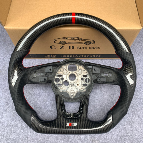 CZD 2017 UP Audi B9 Q2 carbon fiber steering wheel with thumb grips