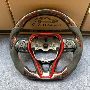CZD Toyota Corolla Hatchback 2019 2020 2021 carbon fiber steering wheel with red flake forged carbon