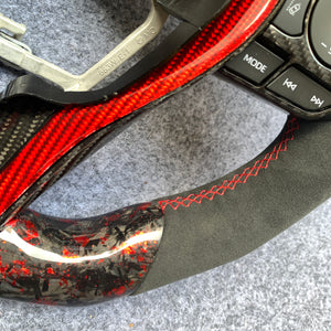 CZD Toyota Corolla Hatchback 2019 2020 2021 carbon fiber steering wheel with red flake forged carbon