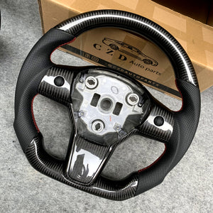 Tesla Model 3 Model Y Carbon fiber steering wheel with Perforated leather from CZD