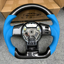 Load image into Gallery viewer, CZD Infiniti FX35 2003-2008 carbon fiber steering wheel with light blue perforated leather